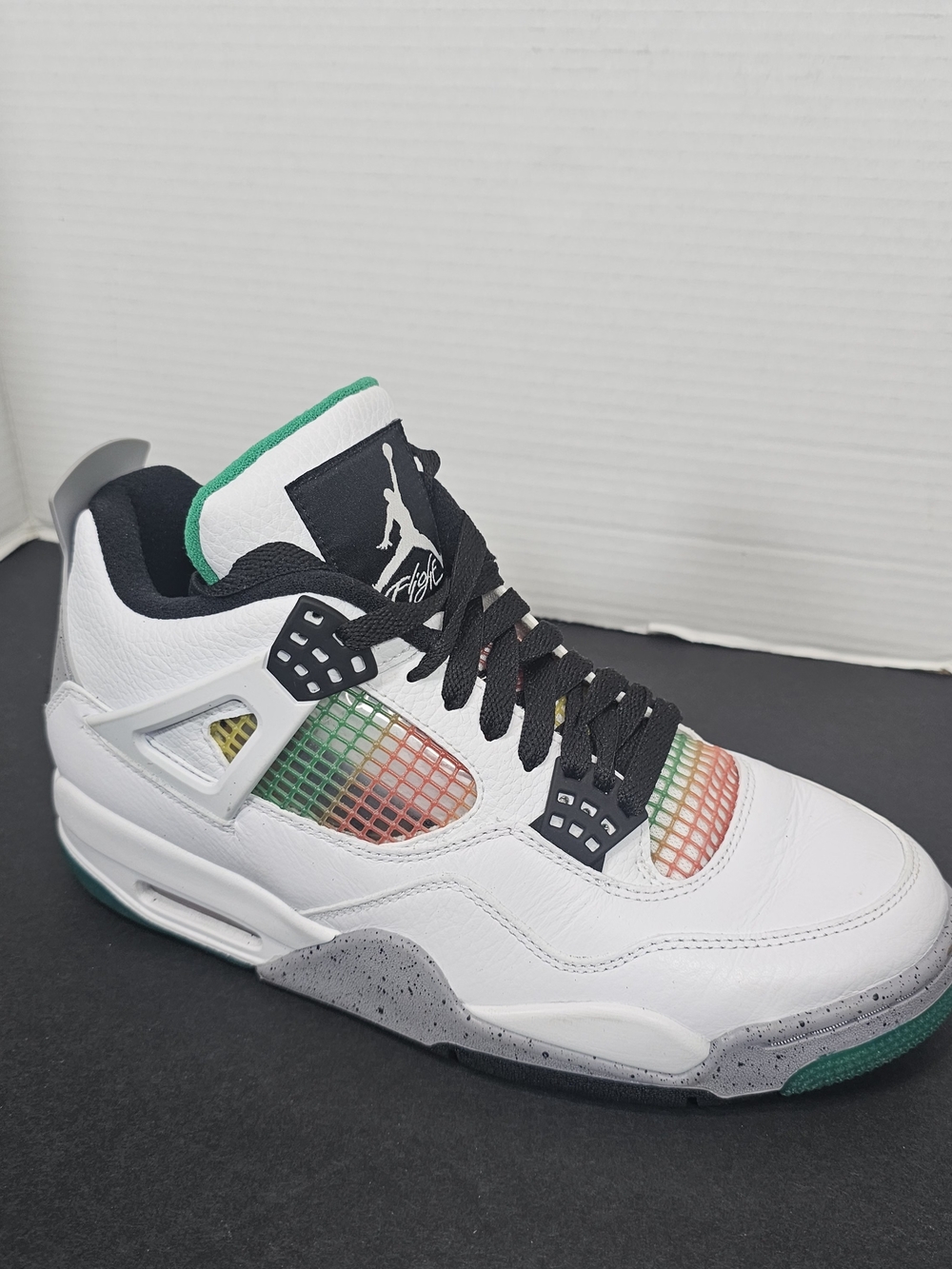 Air Jordan 4 Retro White Multicolor Mesh Sneaker Womens 10.5 Mens 9